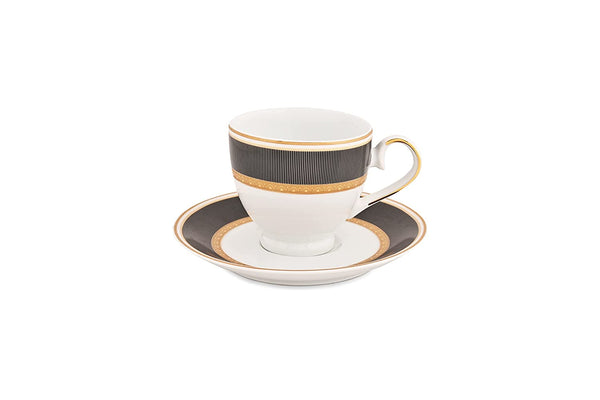 Black Velvet Cups & Saucer Set for 6