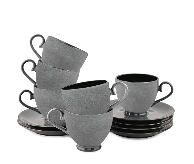 GREY NIGHT - 12 PC. CUP AND SAUCER SET